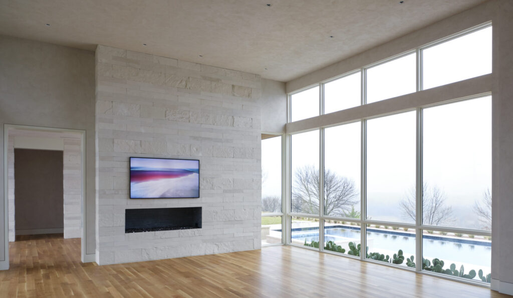 tiled modern fireplace surround