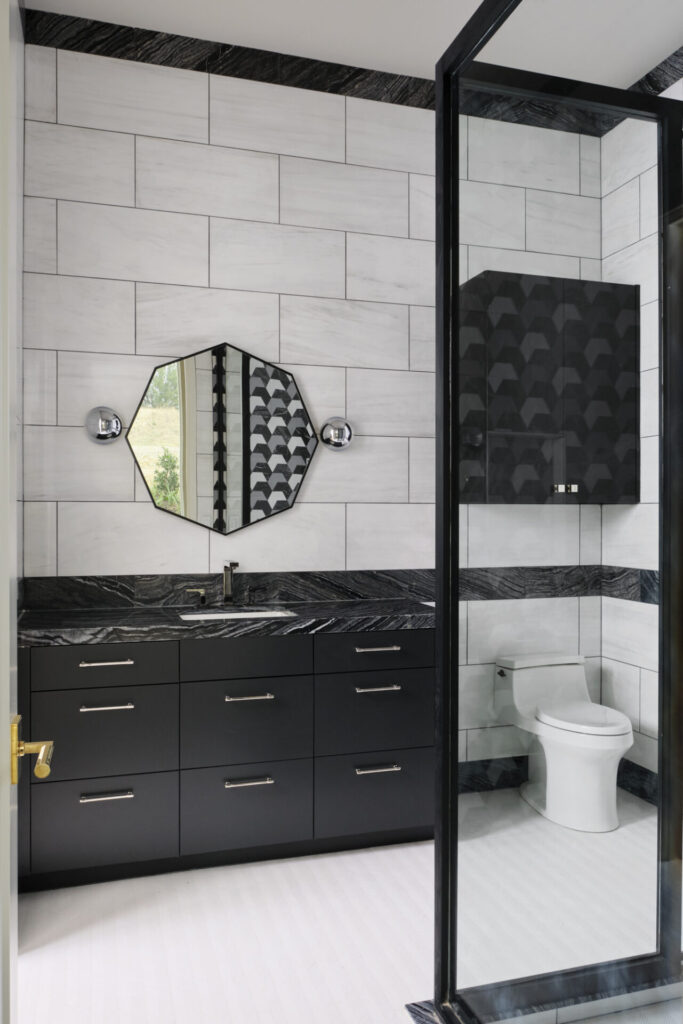 black and white bathroom setting