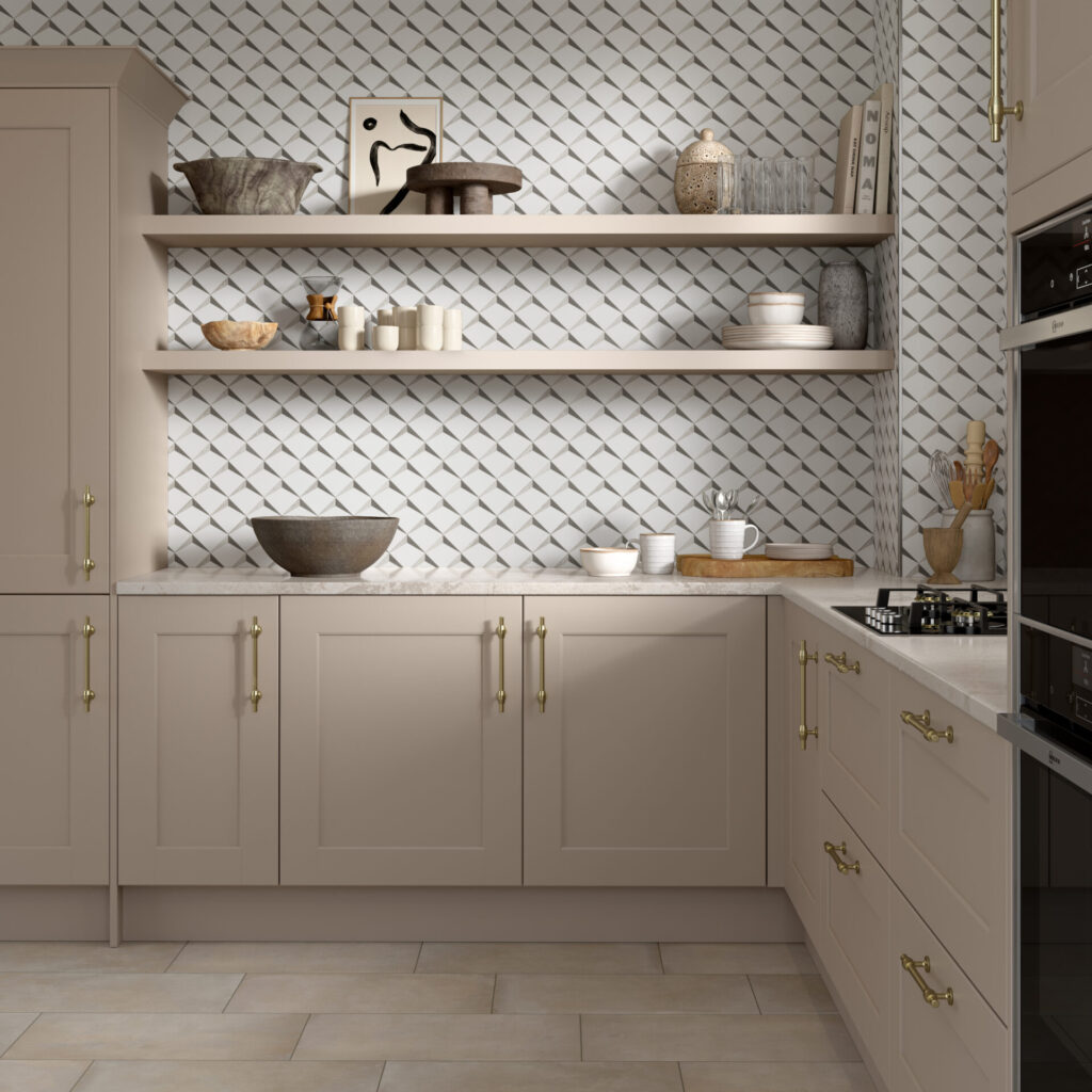 Bizou White/Taupe Crest Mosaic Sample