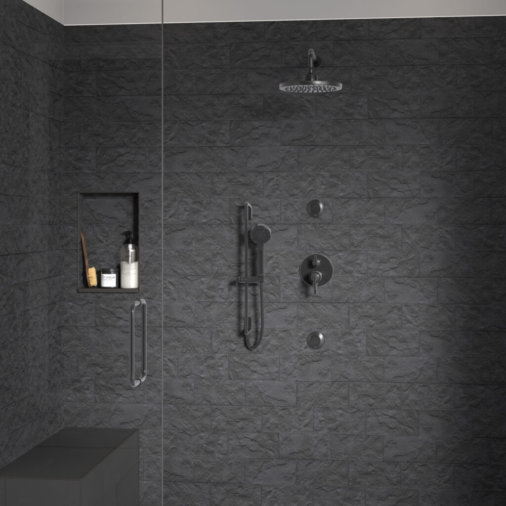 Reform tile sample shower wall in nero