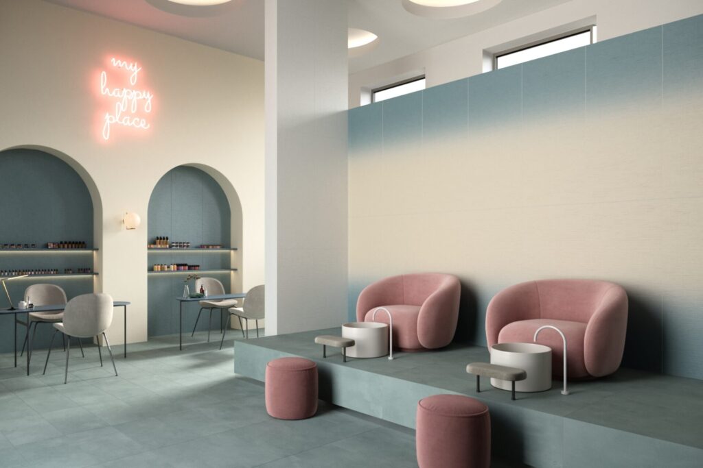 Spectra Celestial Sky White Azure room scene sample living area