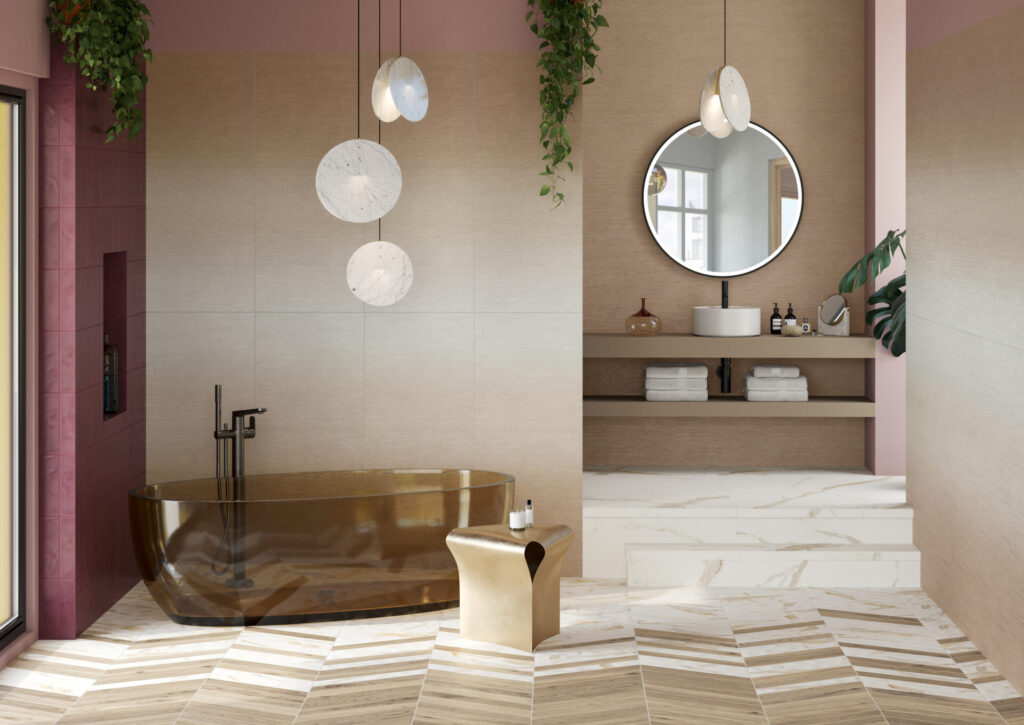 Spectra Toffee horizon sample in bathroom