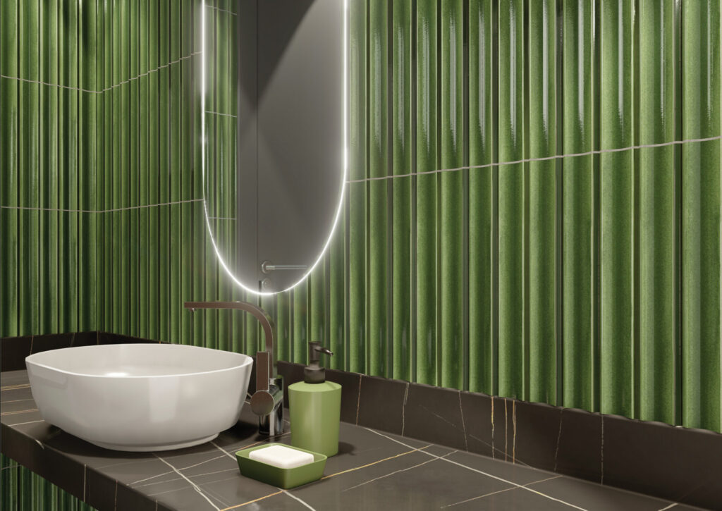 TUBAGE™ 7" x 16" green wall sample vanity bathroom