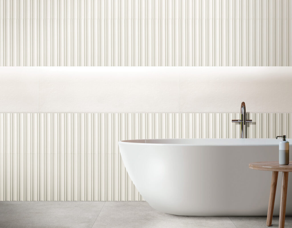 Tubage sample white on bathroom walls