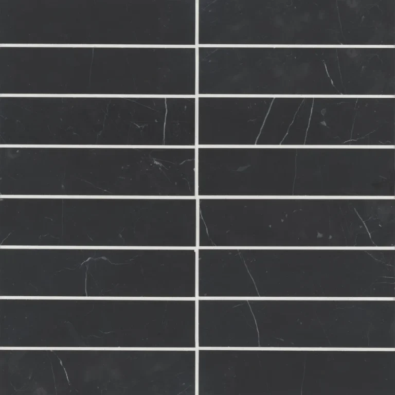 Monet 2 x 8 Honed Marble Decorative Tile in Nero Marquina