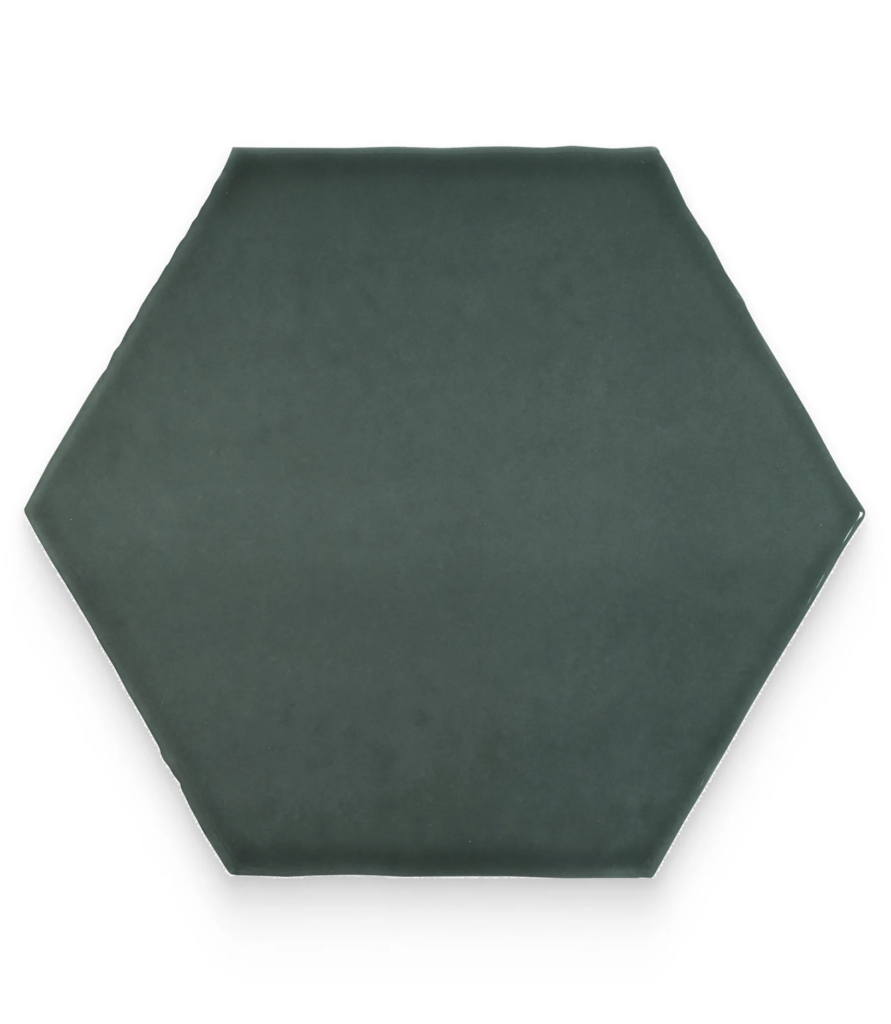 Watercolors 6x6 Emerald Glossy Hexagon Tile