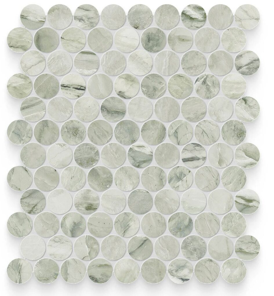 1.25 x 1.25 Verde Matcha Honed Penny Round Mosaic