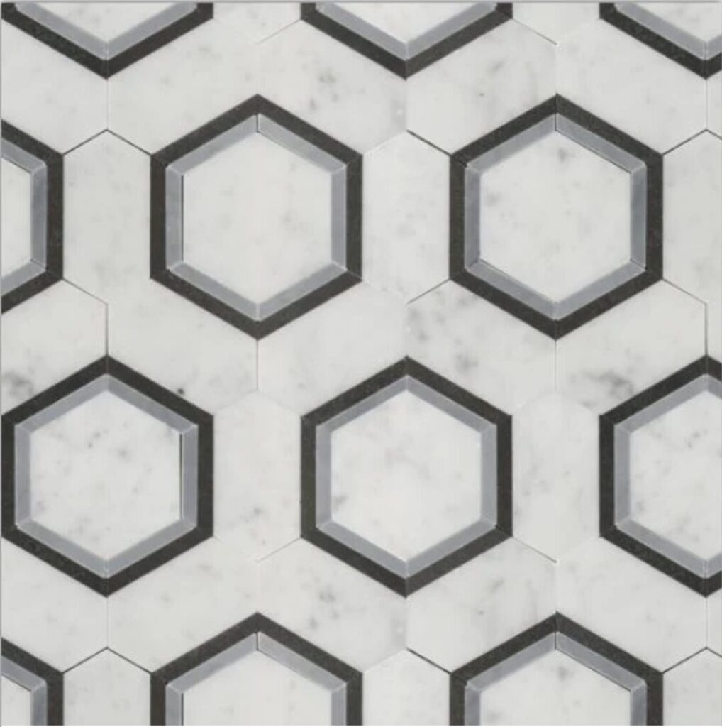 Luxe Infinity Hexagon Blue Polished Mosaic
