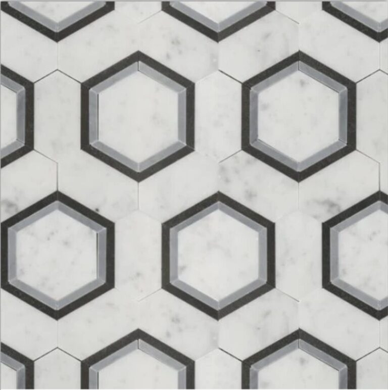 Luxe Infinity Hexagon Blue Polished Mosaic