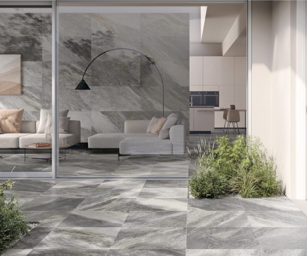 Caverna floor sample inside outside Magma 24" x 24"