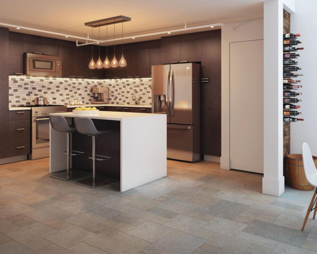 Limestone 16 x 24 Vintage Finish Gascogne blue sample kitchen floor