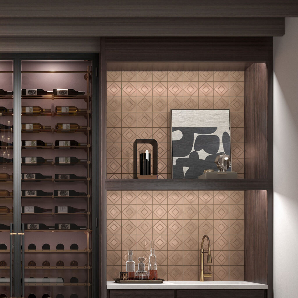 Bronze geometric room scene