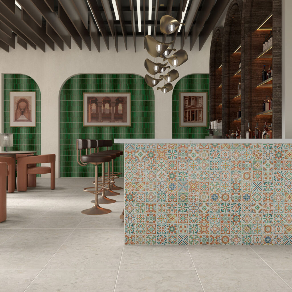 Clover Crackle Stacked Hand Crafted room scene