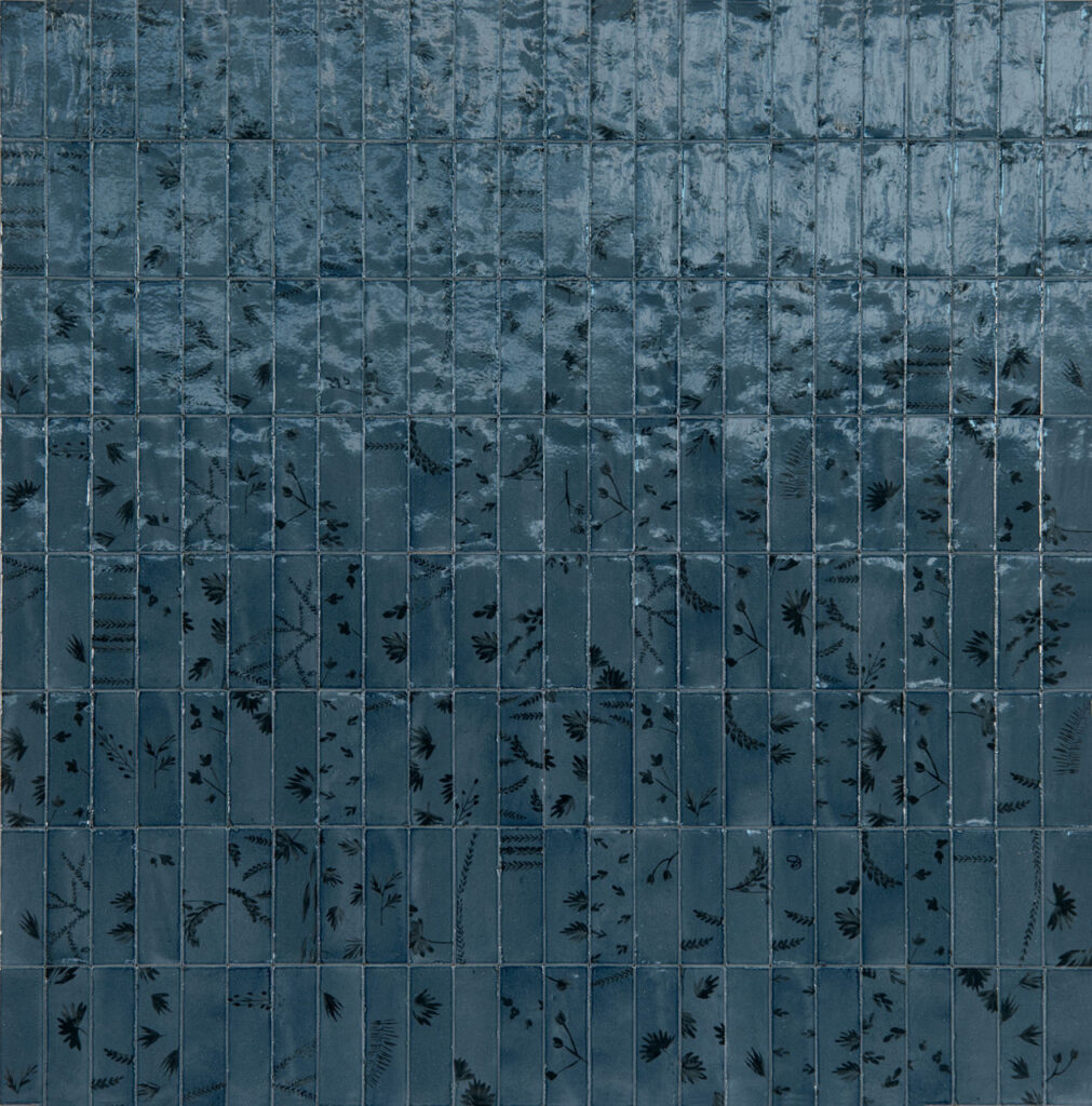 Rice Blu Deco Leaf Rectangle