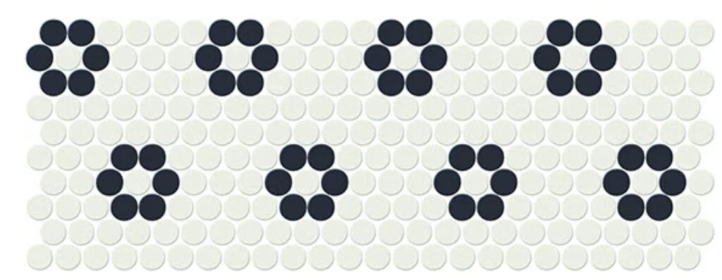 Keystones Penny Round Black Flowers