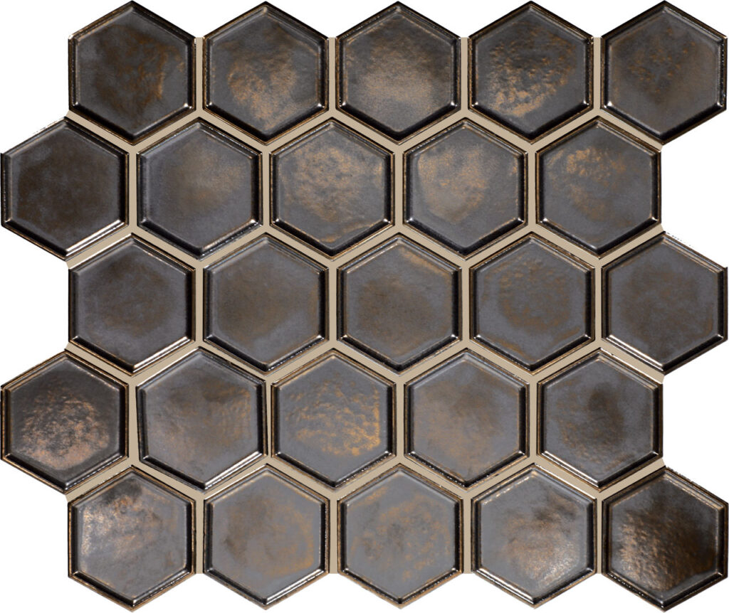 Artefino Jewel Antiqued Brass Framed Hexagon Antiqued Brass