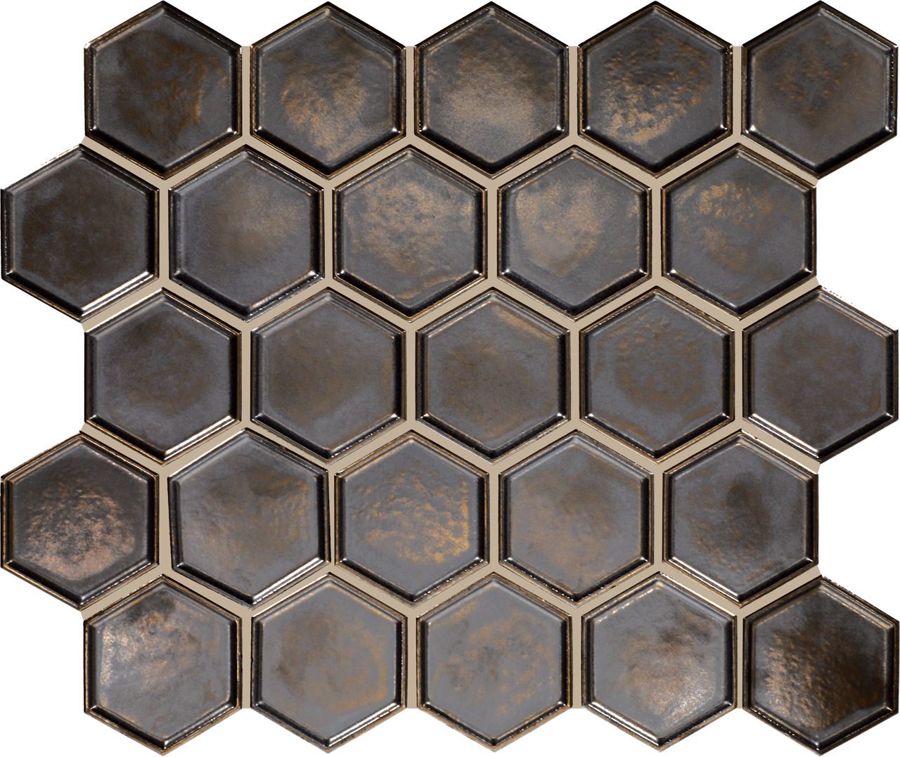 Artefino Jewel Antiqued Brass Framed Hexagon