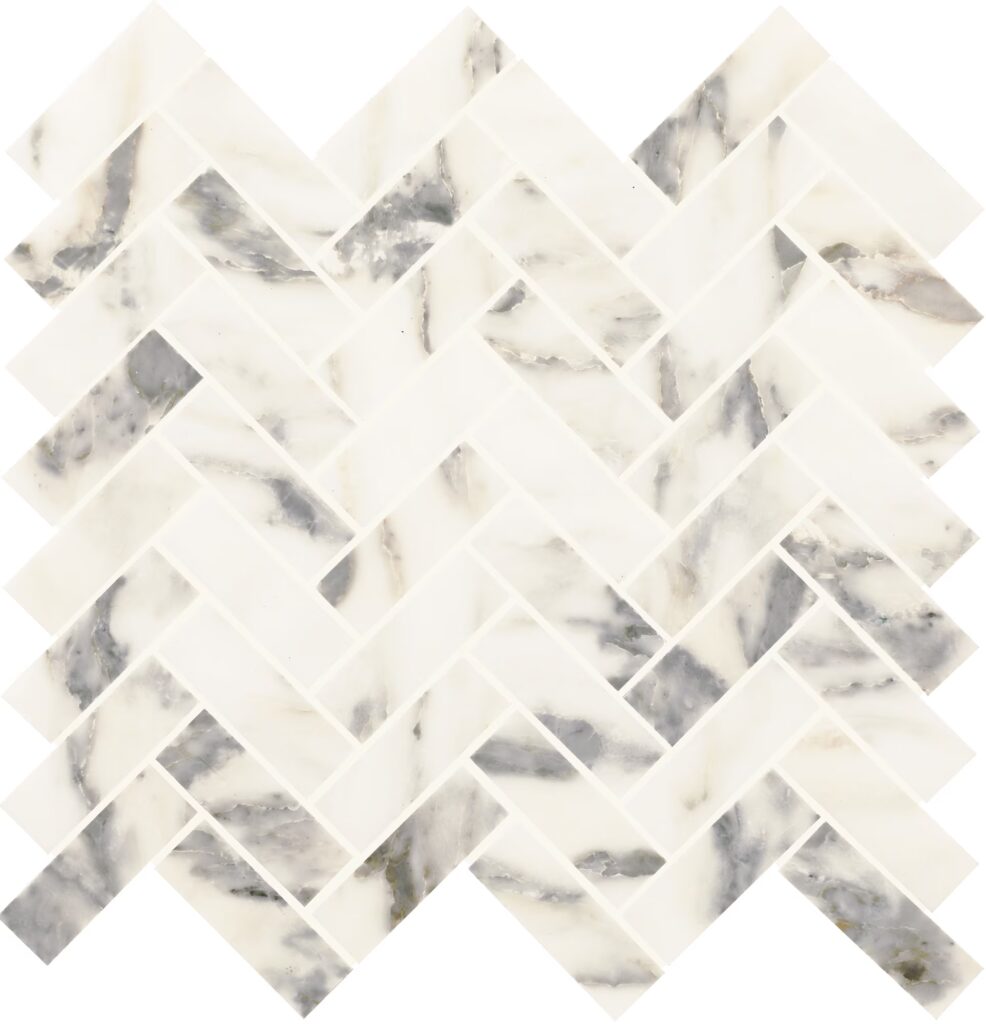 Eclessia Marble 1 x 3 Herringbone Honed Arabescato Argento