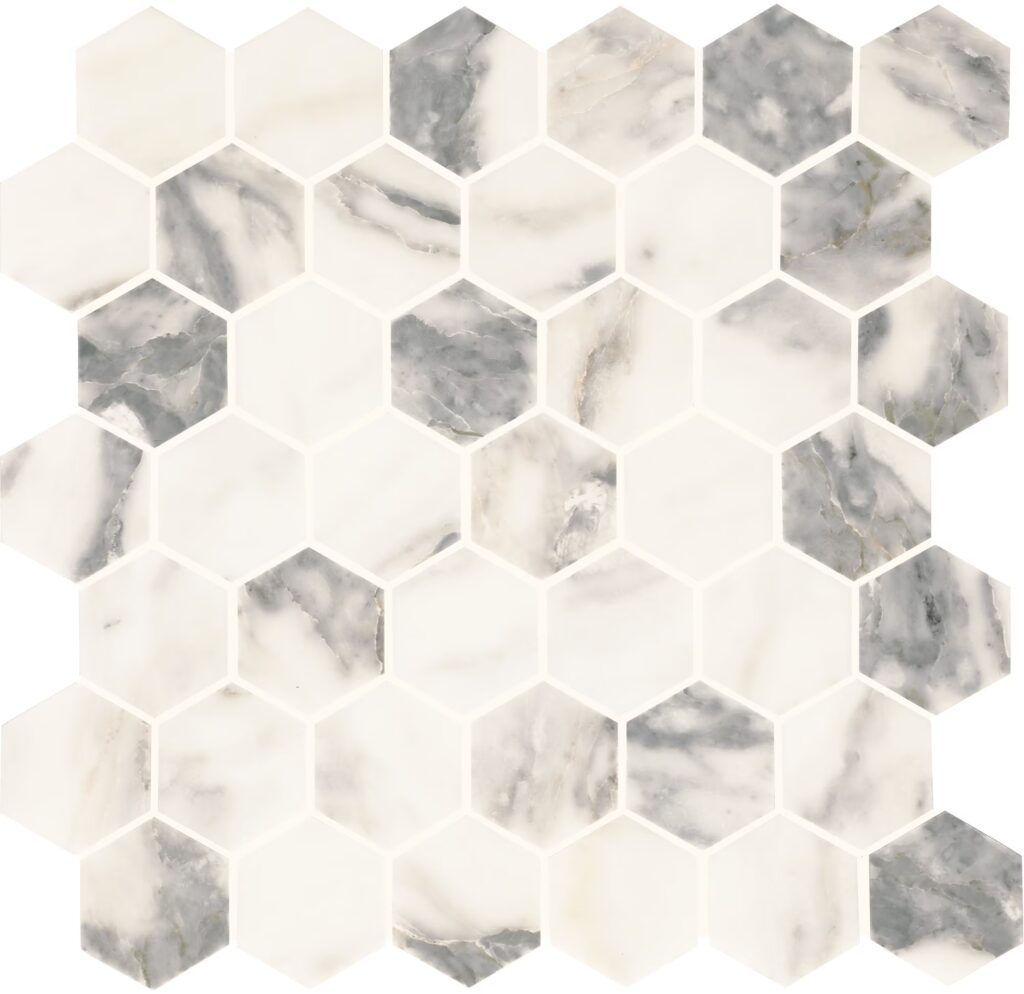 Eclessia Marble 2 Hexagon Honed Arabescato Argento