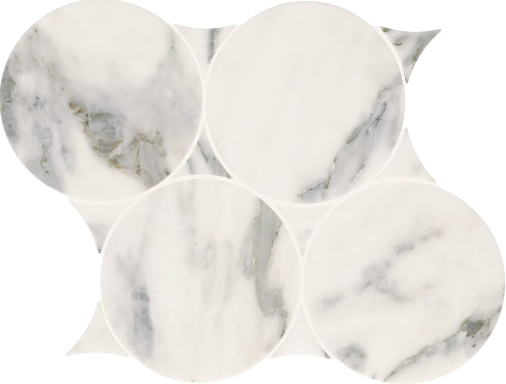 Eclessia Marble Arabescato Argento Circle Mosaic