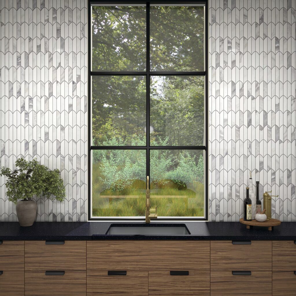 Eclessia Marble Blend Feather Polished Volakas wall sample