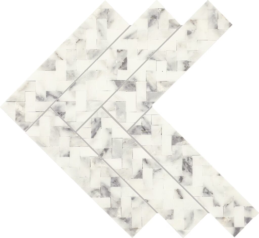 Eclessia Marble Double Herringbone Polished Arabescato Argento