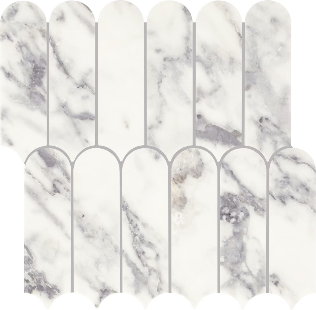 Eclessia Marble Elongated Fan Polished Arabescato Argento
