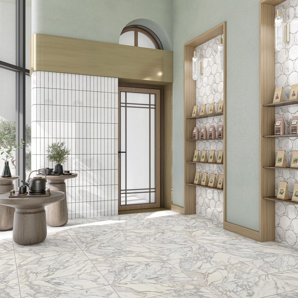 Eclessia Marble Honed floor and wall sample in arabescato argento