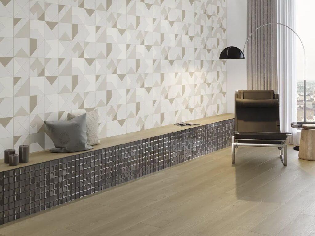 Effect Square Black 12X12 wall sample