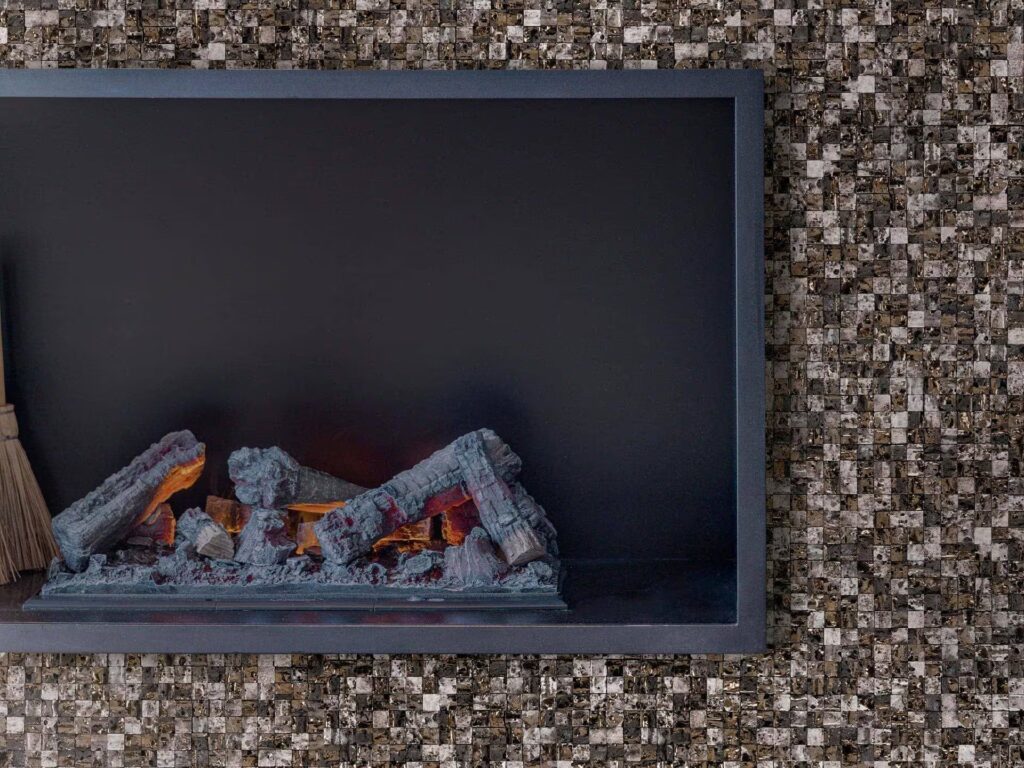 Elite Lava Stone Mix Gold White 12X12 fireplace wall sample