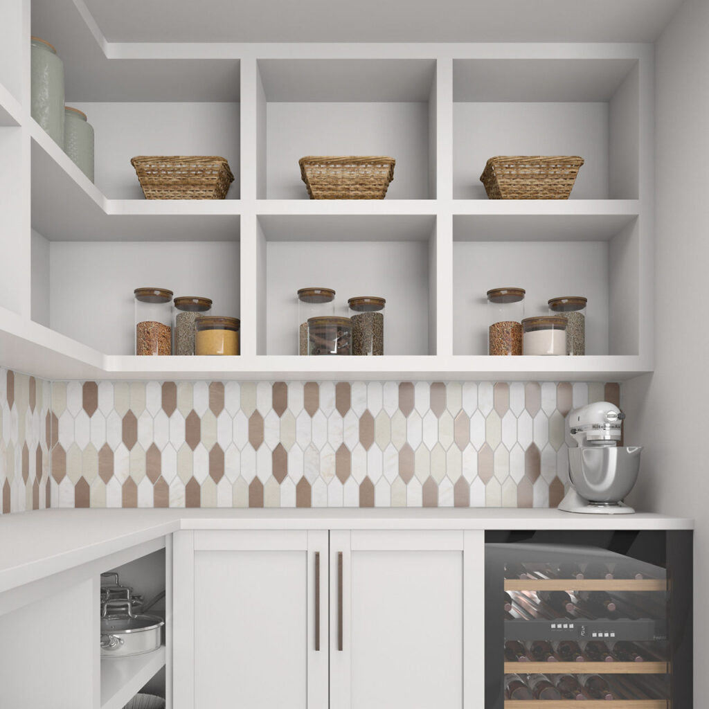 Fonté Blend Picket Mosaic pier white wall sample kitchen