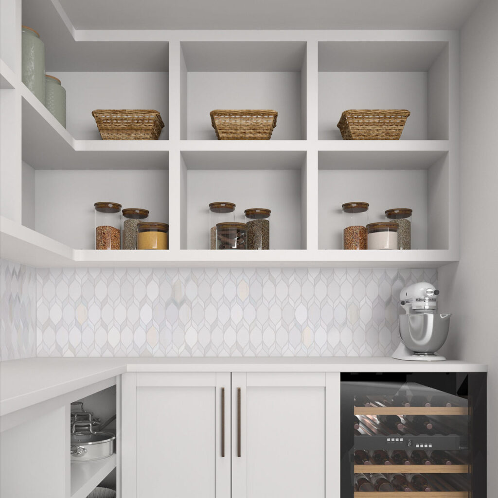 Fonté Double Leaf in Nautical Gray Blend kitchen wall sample
