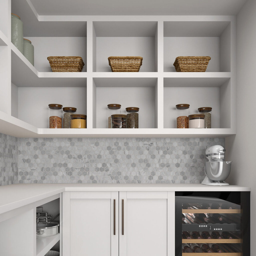 Fonté Hexagon Honed kitchen backsplash sampe in hearther harbor