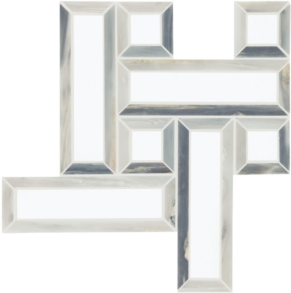 Gamma Blend Basketweave Mosaic Polished Azure
