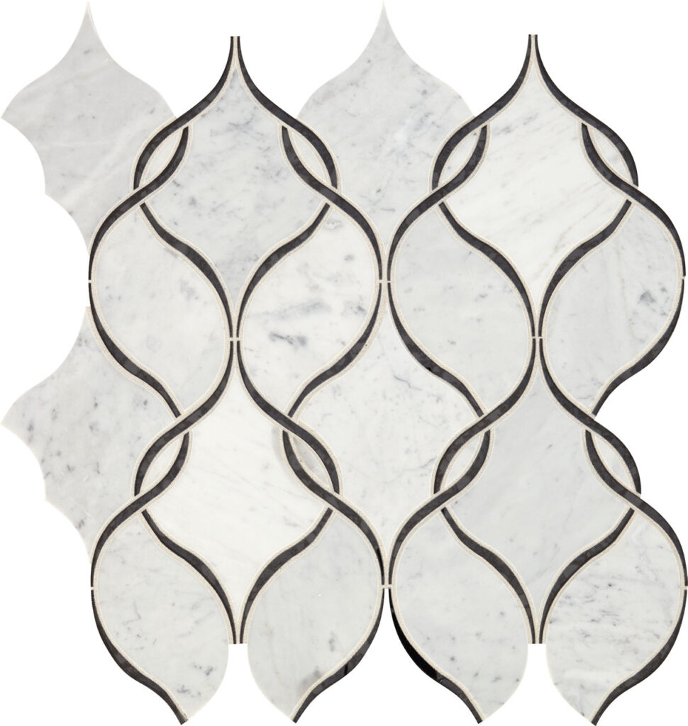 Lavaliere Carrara White:Black Ant Mirror Intertwining Arabesque