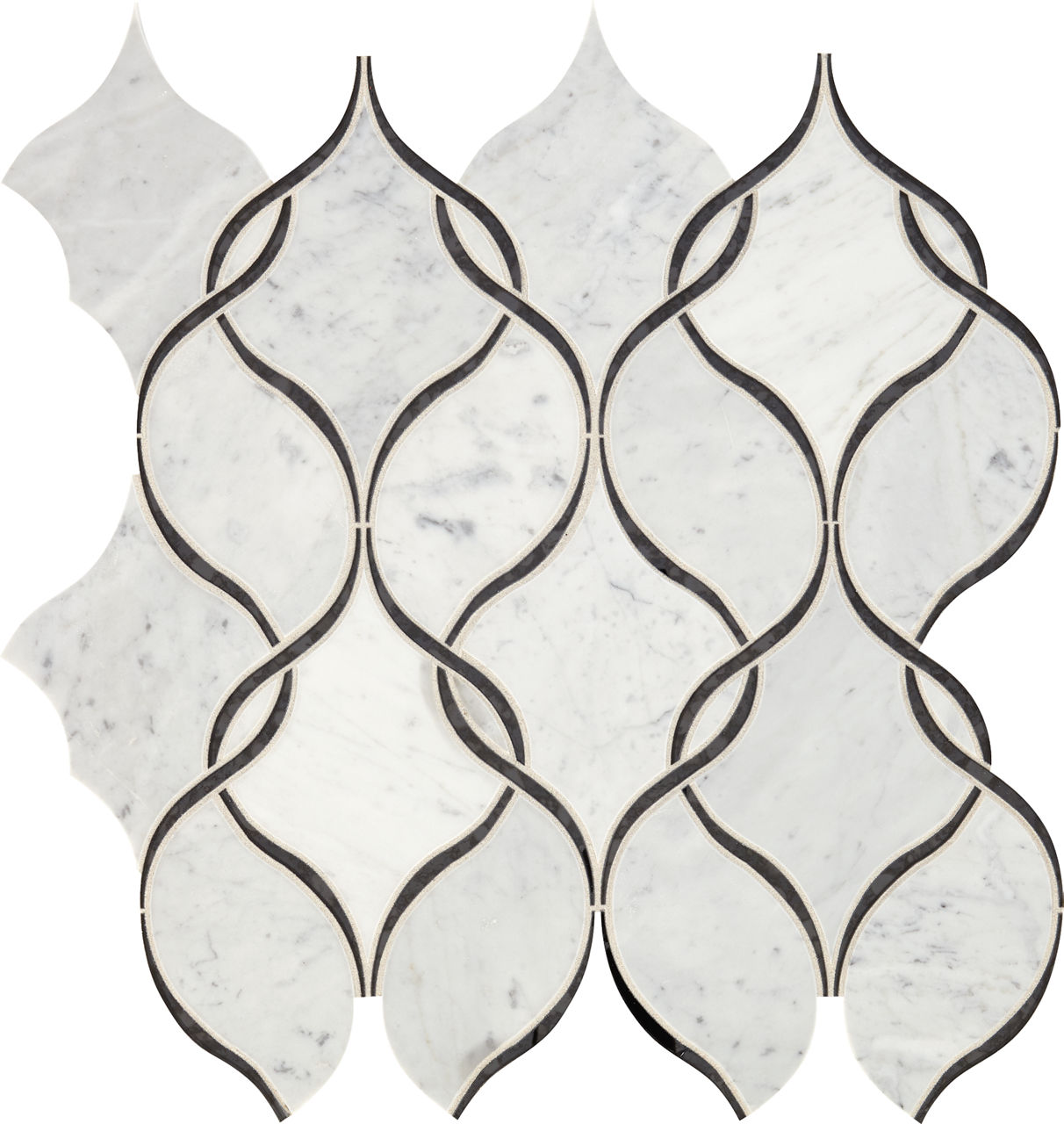 Lavaliere Carrara White/Black Ant Mirror Intertwining Arabesque
