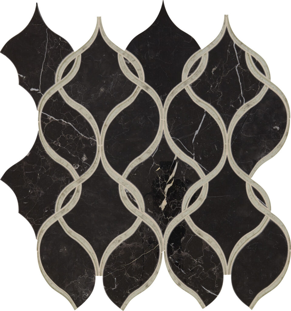 Lavaliere Nero Marquina :Antique Mirror Intertwining Arabesque