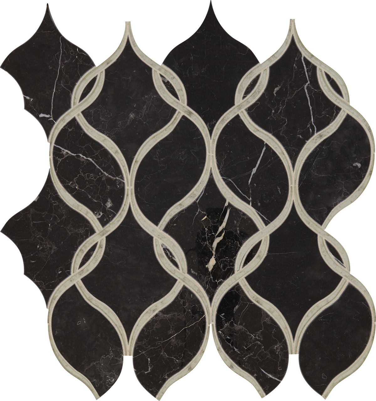 Lavaliere Nero Marquina /Antique Mirror Intertwining Arabesque