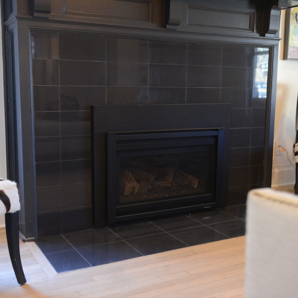 Marble Attaché 12 x 24 Nero fireplace wall surround sample