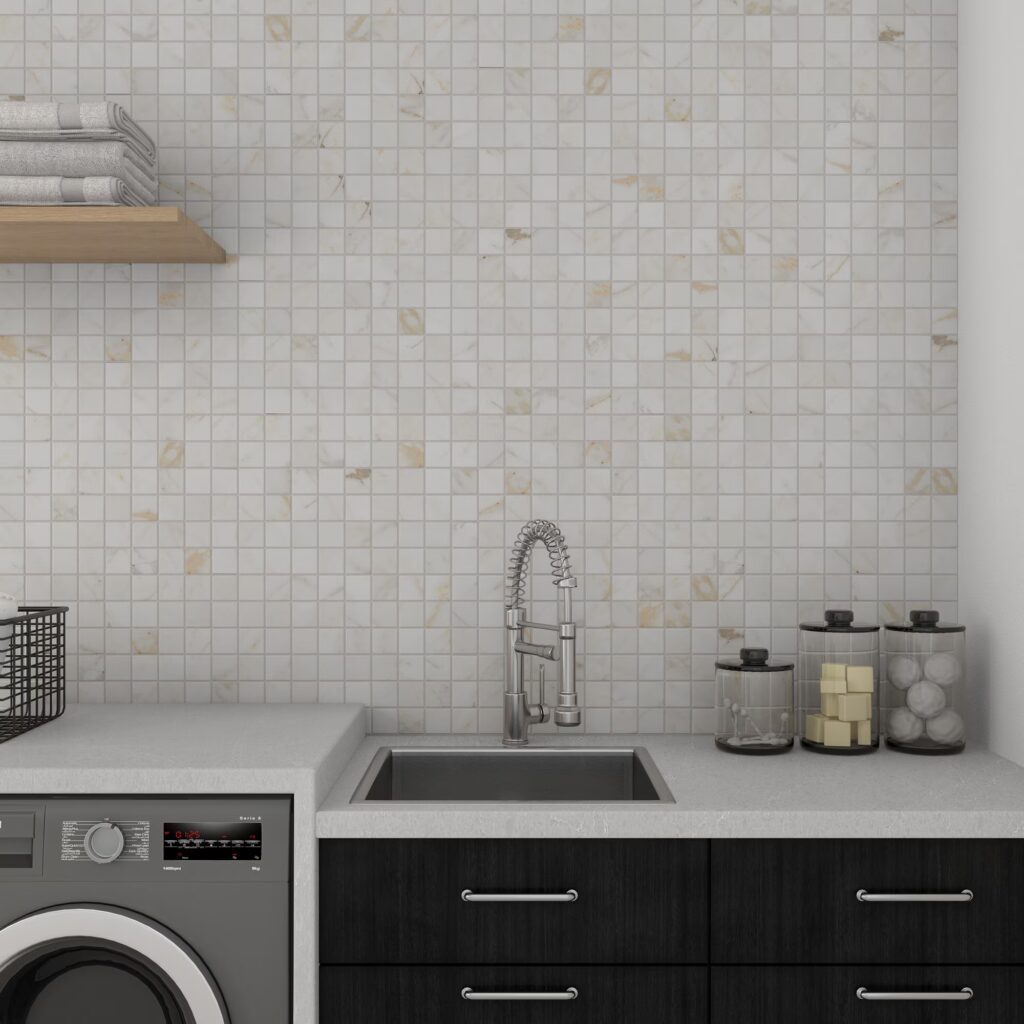Marble Attaché Lavish 2 x 2 Mosaic Matte golden reverie wall sample kitchen