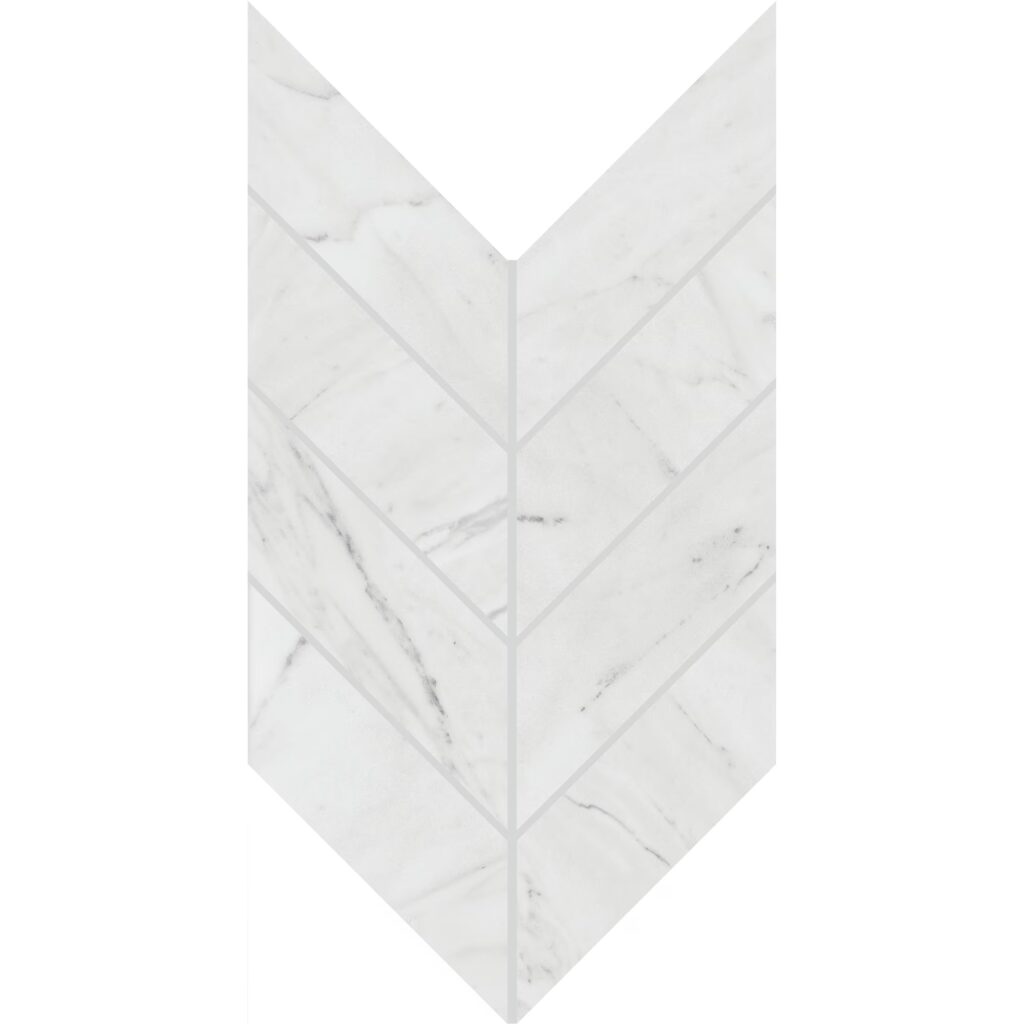 Marble Attaché Lavish Chevron Mosaic Polished Diamond Carrara