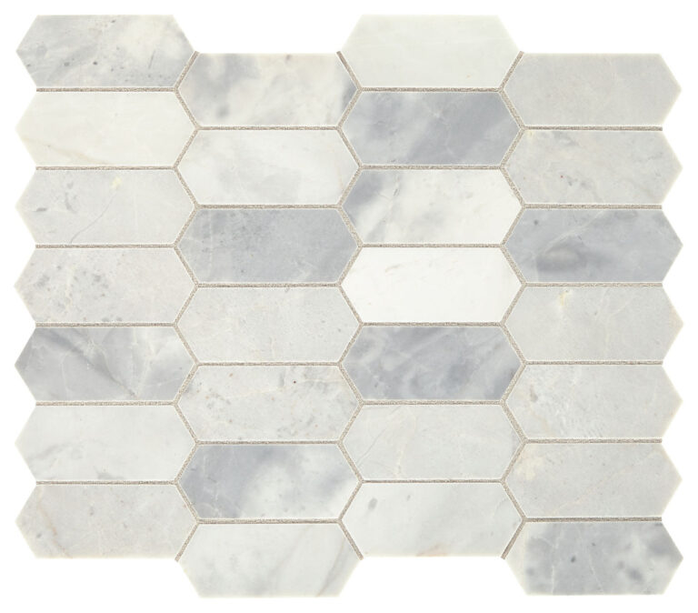 Marble Stormy Mist 2 x 4 Elongated Hexagon Mosaic Honed