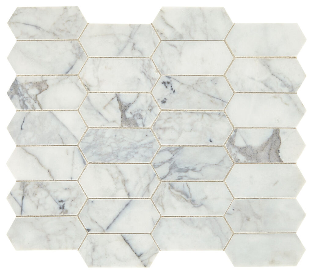 Marble Venetian Calacatta Elongated Hexagon Mosaic Honed