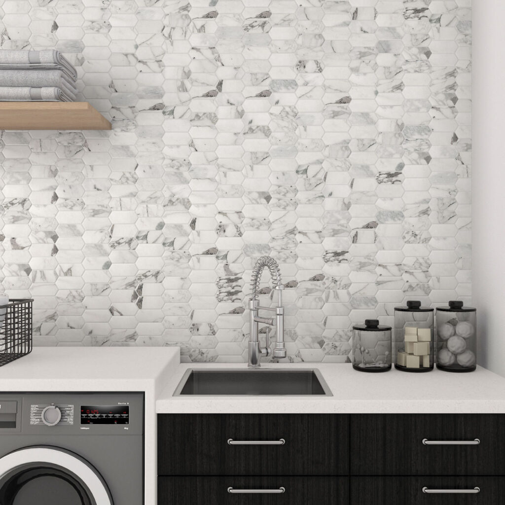Marble Venetian Calacatta mosaic wall sample 2