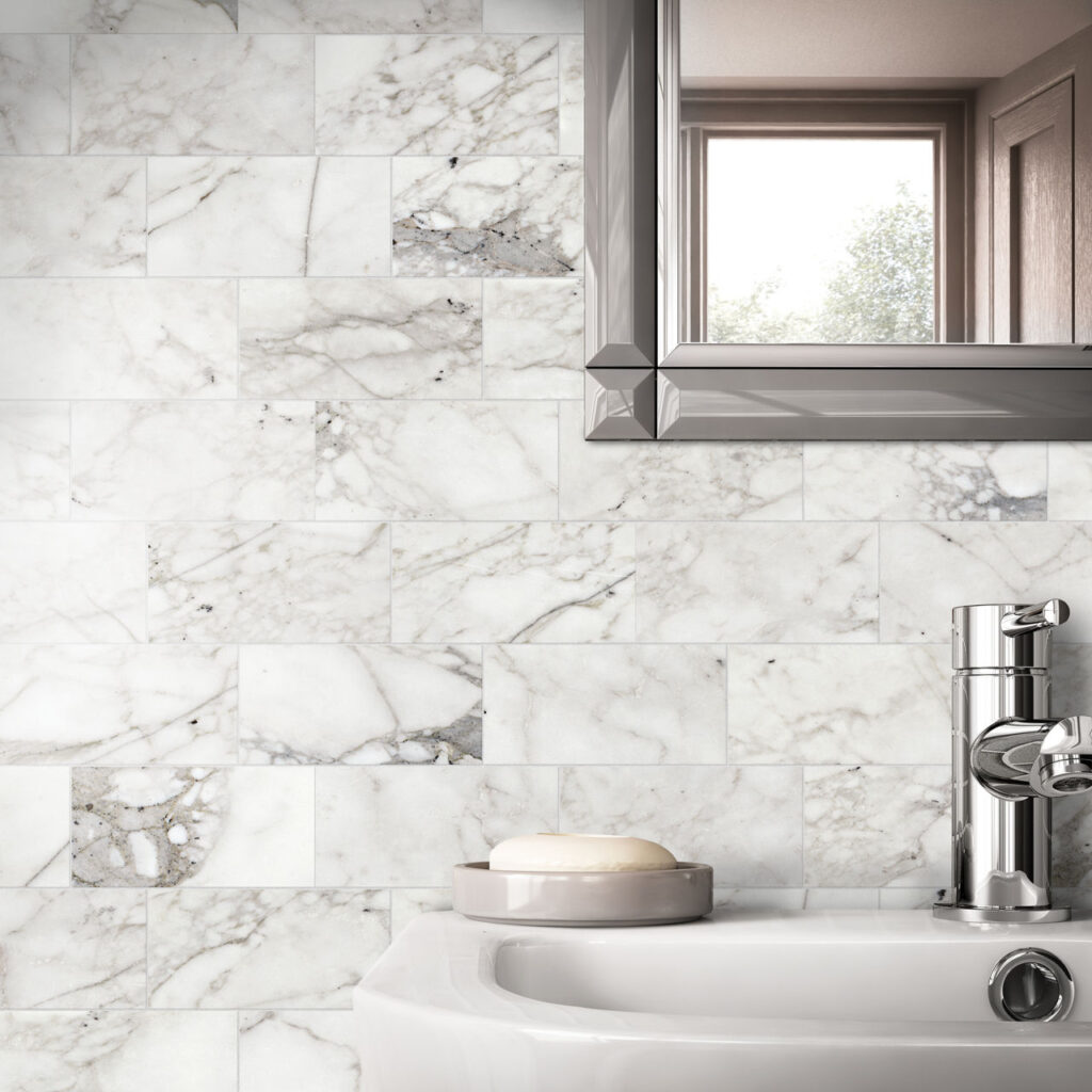 Marble Venetian Calacatta wall sample bathroom