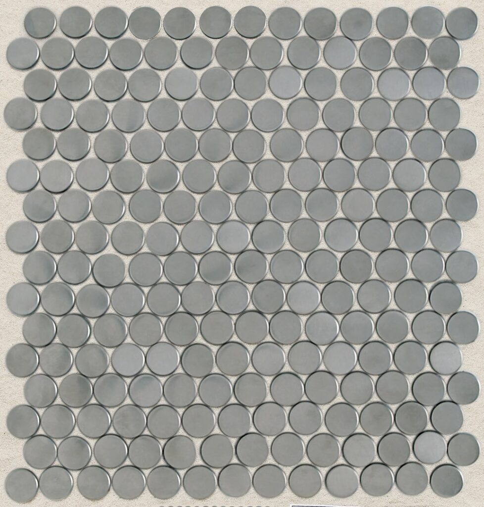 Metallica Brushed Stainless Steel Penny Round Mosaic