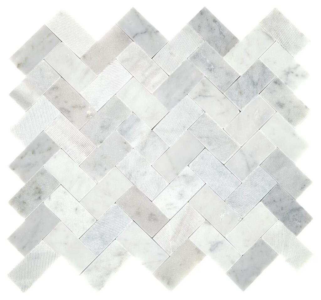 Minute Mosaix Herringbone Carrara White