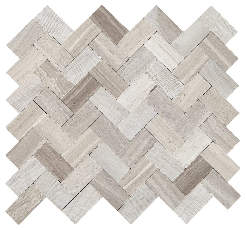 Minute Mosaix Herringbone Chenille White