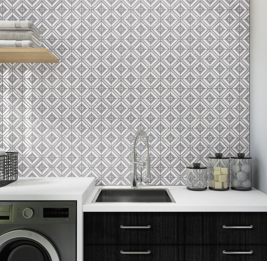 Perfit Mosaix Grey Palissandro & Thassos Maze wall sample