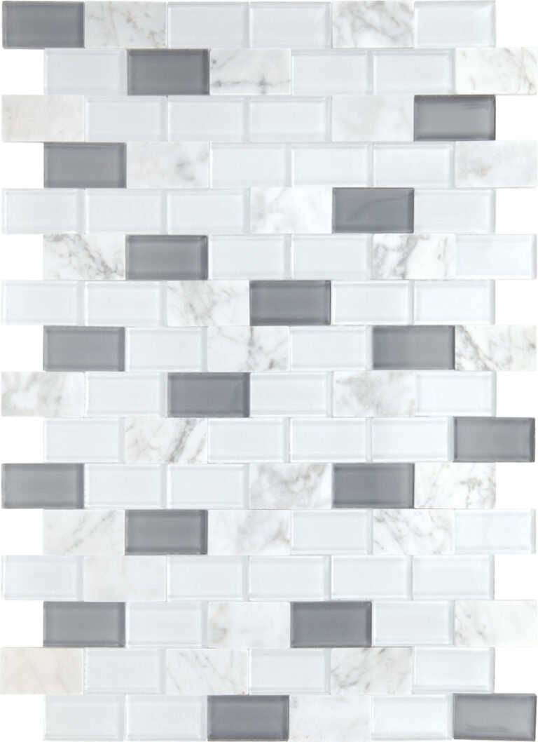 Perfit Mosaix White Carrara & Glass Brick Joint 1x2